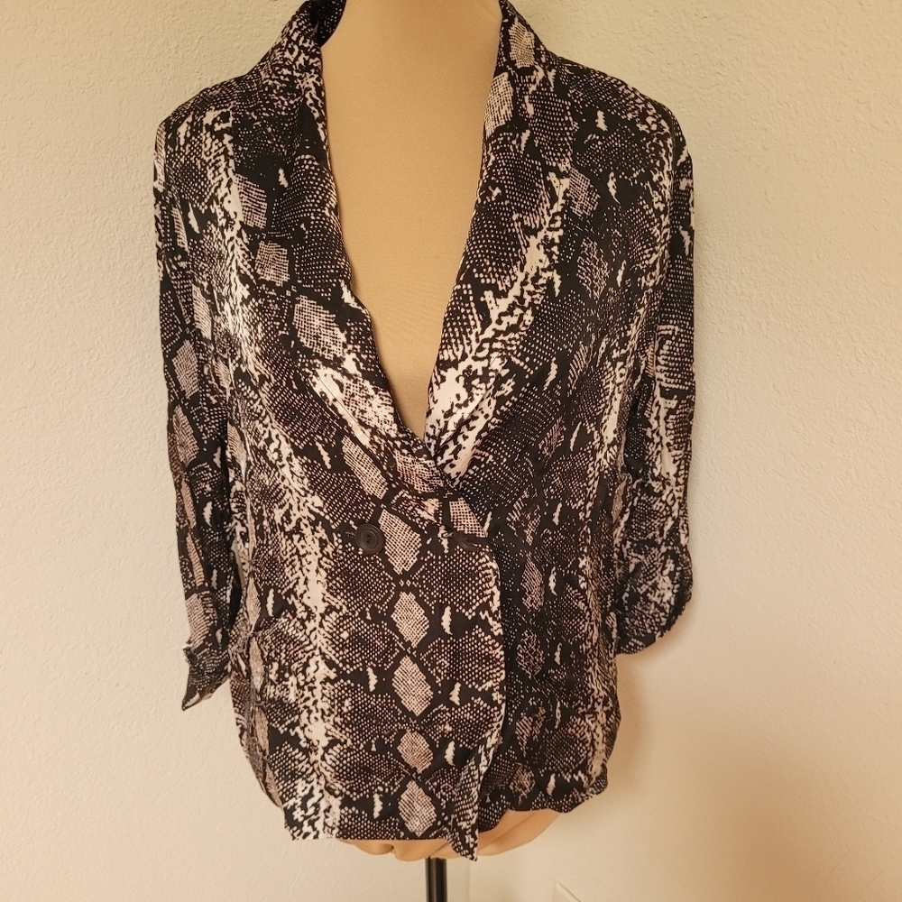 Nation Ltd Satin Snakeskin Print Jacket